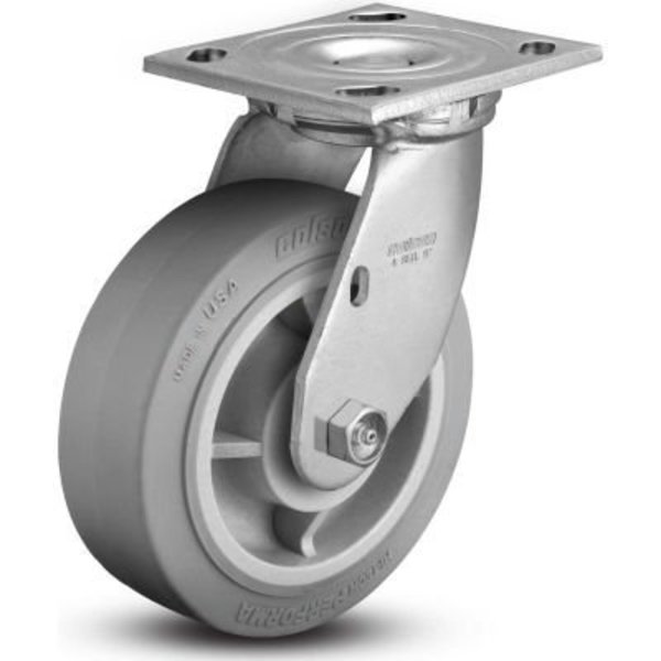 Colson Colson® 4 Series Swivel Plate Caster 4.06109.459 - Rubber on Polyolefin 6" Dia. 600 Lb. Cap. 4.06109.459